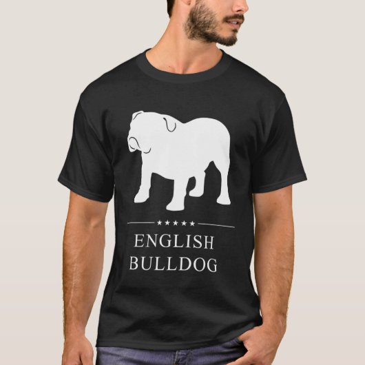 Engels Bulldog wit silhouet T-shirt (Voorkant)