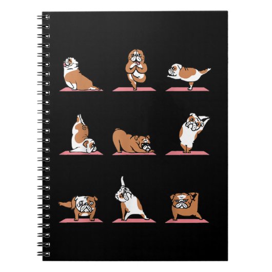 Engels Bulldog Yoga Puppy Yoga Poses en Meditati Notitieboek (Voorkant)
