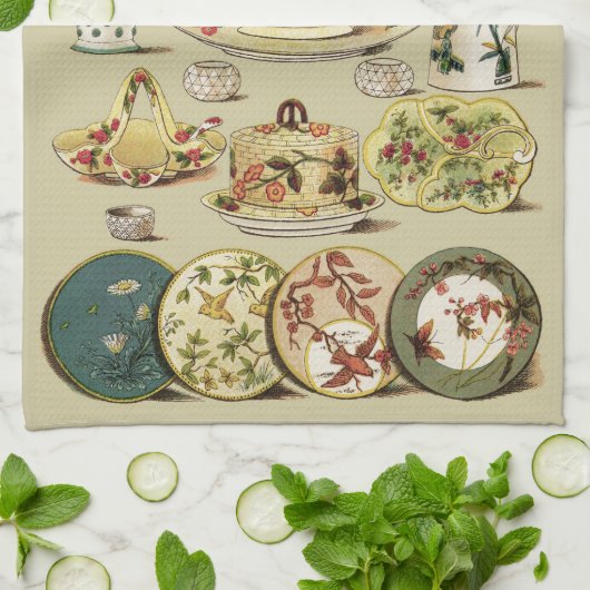  Engels: China Borden & Serving Piecks Theedoek (Gevouwen)