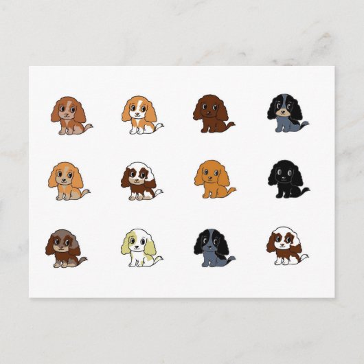 engels cocker spaniel alle kleuren acrtoons briefkaart (Voorkant)