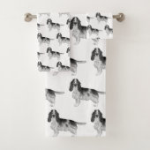 Engels Cocker Spaniel in Black and White Pattern Bad Handdoek (Insitu)