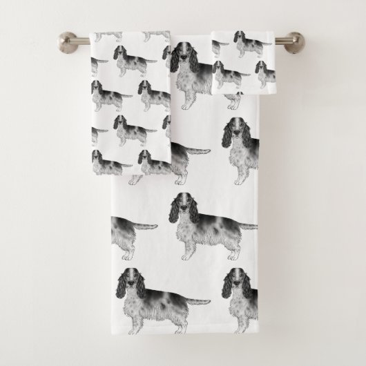 Engels Cocker Spaniel in Black and White Pattern Bad Handdoek (Insitu)
