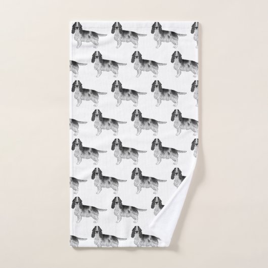 Engels Cocker Spaniel in Black and White Pattern Bad Handdoek (Handdoek)