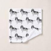 Engels Cocker Spaniel in Black and White Pattern Bad Handdoek (Wasdoekje)