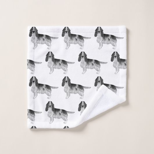 Engels Cocker Spaniel in Black and White Pattern Bad Handdoek (Wasdoekje)