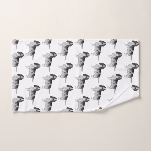 Engels Cocker Spaniel in Black and White Pattern Bad Handdoek (Handdoek)