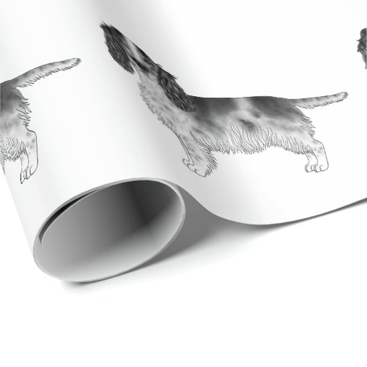 Engels Cocker Spaniel in Black and White Pattern Cadeaupapier (Rol Hoek)