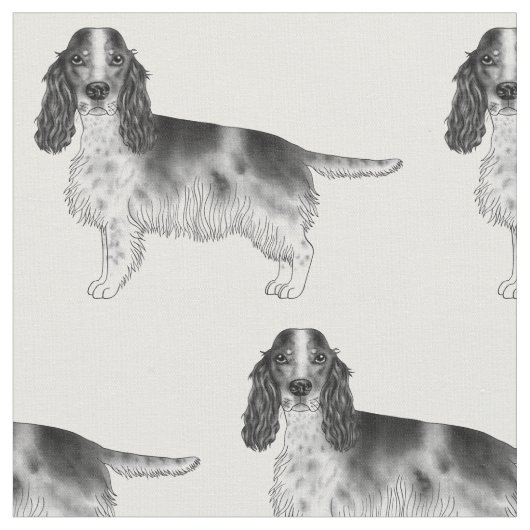 Engels Cocker Spaniel in Black and White Pattern Stof (Close Up)