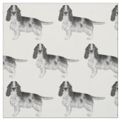 Engels Cocker Spaniel in Black and White Pattern Stof (Swatch)