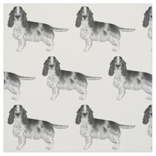 Engels Cocker Spaniel in Black and White Pattern Stof (Swatch)