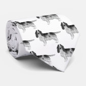 Engels Cocker Spaniel in Black and White Pattern Stropdas (Opgerold)