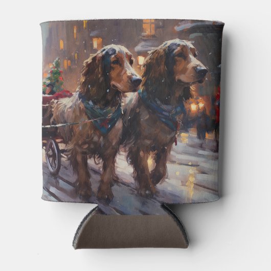 Engels Cocker Spaniel Kerstmis Feestelijk Seizoen Blikjeskoeler (Voorkant)