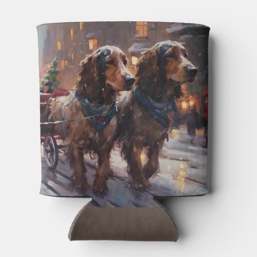 Engels Cocker Spaniel Kerstmis Feestelijk Seizoen Blikjeskoeler (Achterkant)