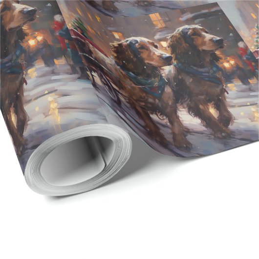 Engels Cocker Spaniel Kerstmis Feestelijk Seizoen Cadeaupapier (Rol Hoek)