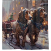 Engels Cocker Spaniel Kerstmis Feestelijk Seizoen Douchegordijn (Voorkant)