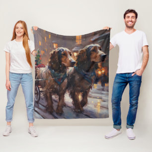 Engels Cocker Spaniel Kerstmis Feestelijk Seizoen Fleece Deken