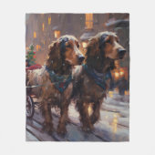 Engels Cocker Spaniel Kerstmis Feestelijk Seizoen Fleece Deken (Voorkant)