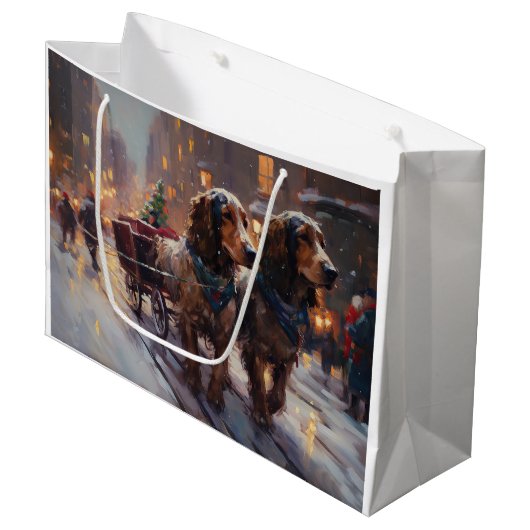 Engels Cocker Spaniel Kerstmis Feestelijk Seizoen Groot Cadeauzakje (Voorkant Gekanteld)