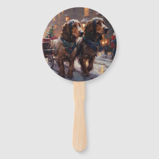 Engels Cocker Spaniel Kerstmis Feestelijk Seizoen Handwaaier (Voorkant)
