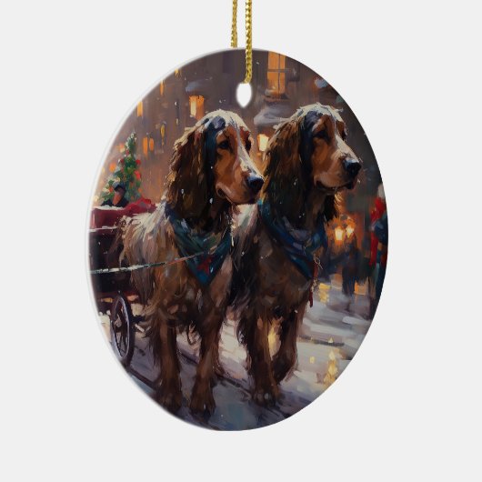 Engels Cocker Spaniel Kerstmis Feestelijk Seizoen Keramisch Ornament (Rechts)