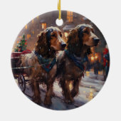 Engels Cocker Spaniel Kerstmis Feestelijk Seizoen Keramisch Ornament (Achterkant)
