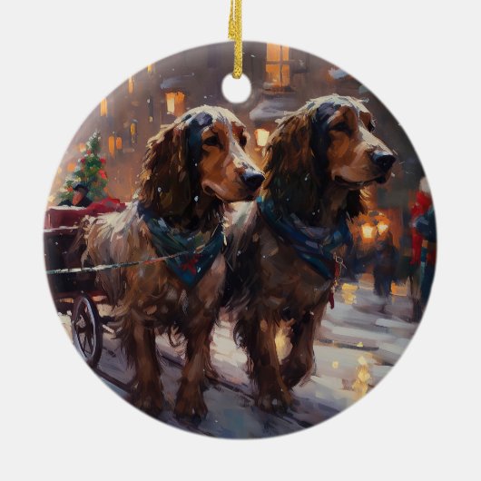 Engels Cocker Spaniel Kerstmis Feestelijk Seizoen Keramisch Ornament (Achterkant)
