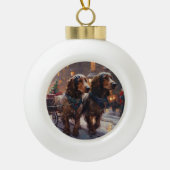 Engels Cocker Spaniel Kerstmis Feestelijk Seizoen Keramische Bal Ornament (Voorkant)