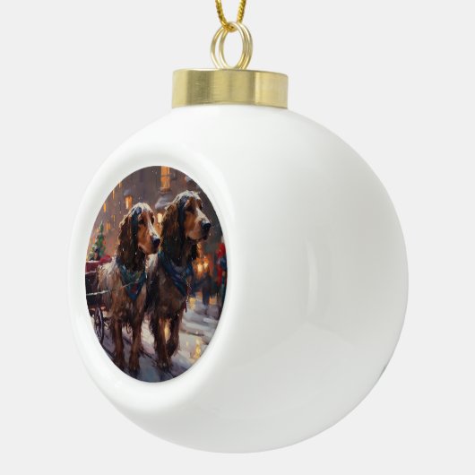 Engels Cocker Spaniel Kerstmis Feestelijk Seizoen Keramische Bal Ornament (Rechts)