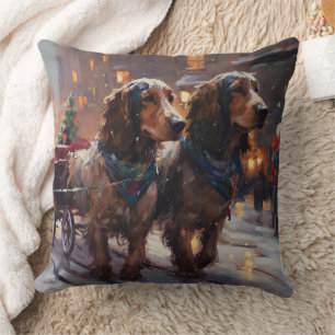 Engels Cocker Spaniel Kerstmis Feestelijk Seizoen Kussen