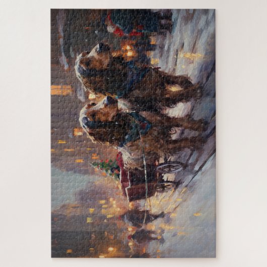 Engels Cocker Spaniel Kerstmis Feestelijk Seizoen Legpuzzel (Verticaal)