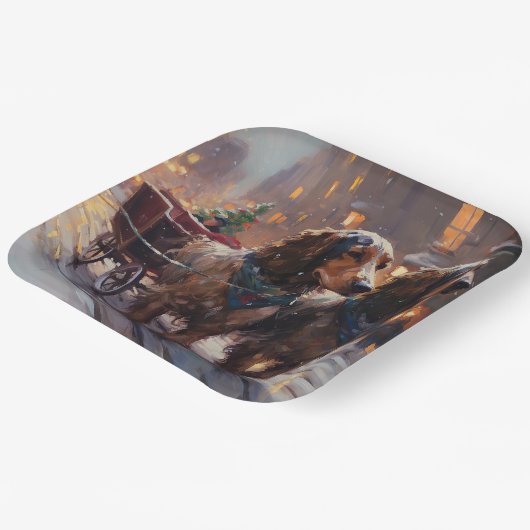 Engels Cocker Spaniel Kerstmis Feestelijk Seizoen Papieren Bordje (Gebogen)