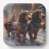 Engels Cocker Spaniel Kerstmis Feestelijk Seizoen Papieren Bordje (Voorkant)