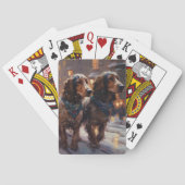 Engels Cocker Spaniel Kerstmis Feestelijk Seizoen Pokerkaarten (Achterkant)