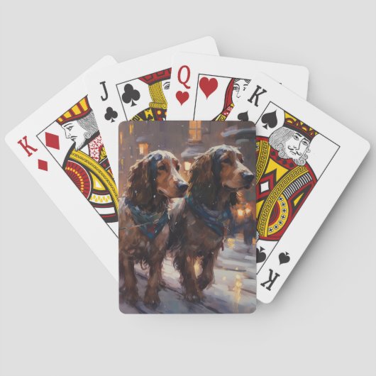 Engels Cocker Spaniel Kerstmis Feestelijk Seizoen Pokerkaarten (Achterkant)
