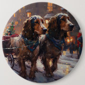 Engels Cocker Spaniel Kerstmis Feestelijk Seizoen Ronde Button 6,0 Cm (Voorkant)