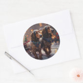 Engels Cocker Spaniel Kerstmis Feestelijk Seizoen Ronde Sticker (Envelop)