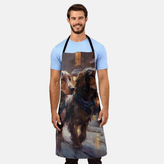 Engels Cocker Spaniel Kerstmis Feestelijk Seizoen Schort (Gedragen)