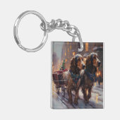 Engels Cocker Spaniel Kerstmis Feestelijk Seizoen Sleutelhanger (Voorkant Links)