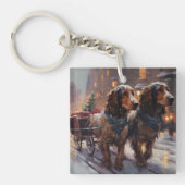 Engels Cocker Spaniel Kerstmis Feestelijk Seizoen Sleutelhanger (Voorkant)