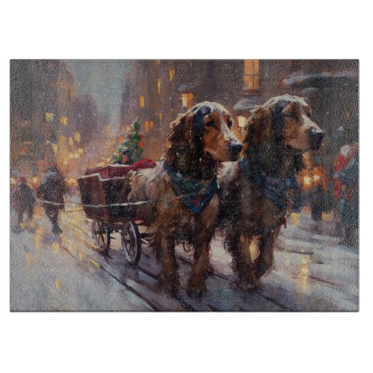 Engels Cocker Spaniel Kerstmis Feestelijk Seizoen Snijplank (Voorkant)