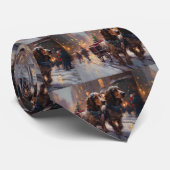 Engels Cocker Spaniel Kerstmis Feestelijk Seizoen Stropdas (Opgerold)