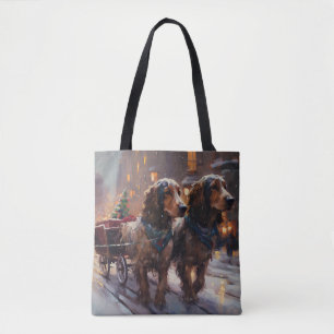 Engels Cocker Spaniel Kerstmis Feestelijk Seizoen Tote Bag