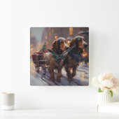 Engels Cocker Spaniel Kerstmis Feestelijk Seizoen Vierkante Klok (Huis)