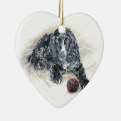 Engels Cocker Spaniel met Cricket Ball-schilderij Keramisch Ornament (Rechts)