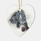 Engels Cocker Spaniel met Cricket Ball-schilderij Keramisch Ornament (Links)