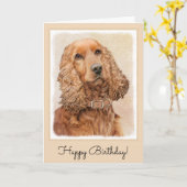 Engels Cocker Spaniel Painting - Originele Dog Art Kaart (Gele Bloem)