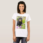 engels-cocker-spaniel-zwart en tan t-shirt (Voorkant volledig)