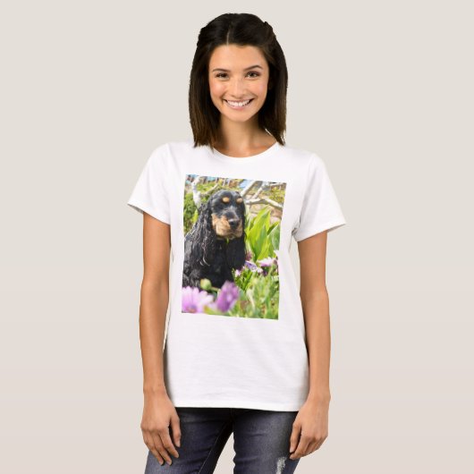 engels-cocker-spaniel-zwart en tan t-shirt (Voorkant volledig)