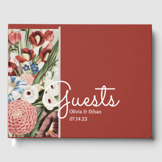 Engels Cottage Bruiloft Gast Boek Roos Rood