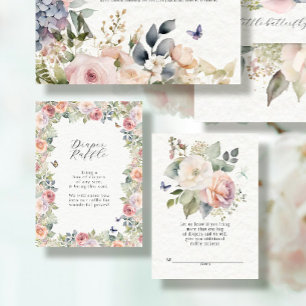 Engels Cottage Floral Baby Meisje Luier Raffle Informatiekaartje